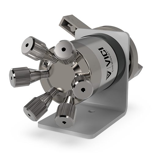 C1-1006 - VICI Valco 1/16” Microbore Through-the-Handle Continuous Flow Injector Valve - 6 Ports, N60 Stator