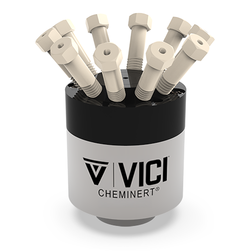 C2H-1340D - VICI Cheminert 1/16” 10-Port C2 Injector Valve - PAEK Stator, 0.25 mm Bore