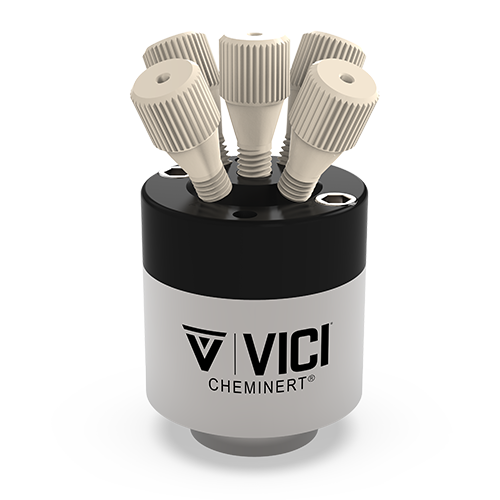 C5-2344D - VICI Cheminert 1/16” 4-Port C5 Selector Valve - PAEK Stator, Valcon E Rotor, 5,000 psi liq at 50°C