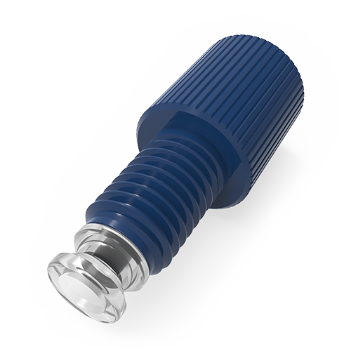 VICI Cheminert® Flangeless ¼-28 Tube End Fitting - 1/8”, Low Pressure, PP Nuts, CTFE Bushings, Blue (5 Pack)