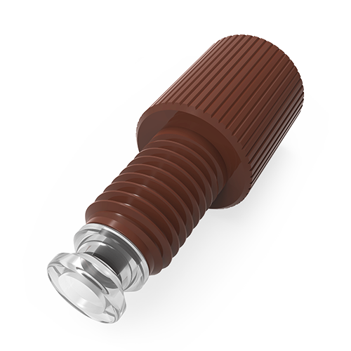 VICI Cheminert® Flangeless ¼-28 Tube End Fitting - 1/8”, Low Pressure, PP Nuts, CTFE Bushings, Brown (5 Pack)