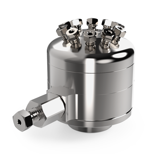 VICI Valco 1/32” 10-Port DV12 Diaphragm Sampling/Switching Valve - 0.25 mm Bore, 300 psi gas at 175° C