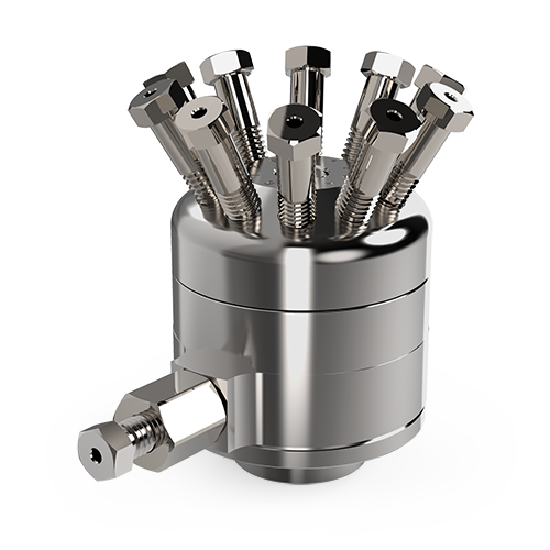 VICI Valco 1/16” 10-Port DV22 Diaphragm Sampling/Switching Valve - 0.75 mm Bore, 300 psi gas at 175° C