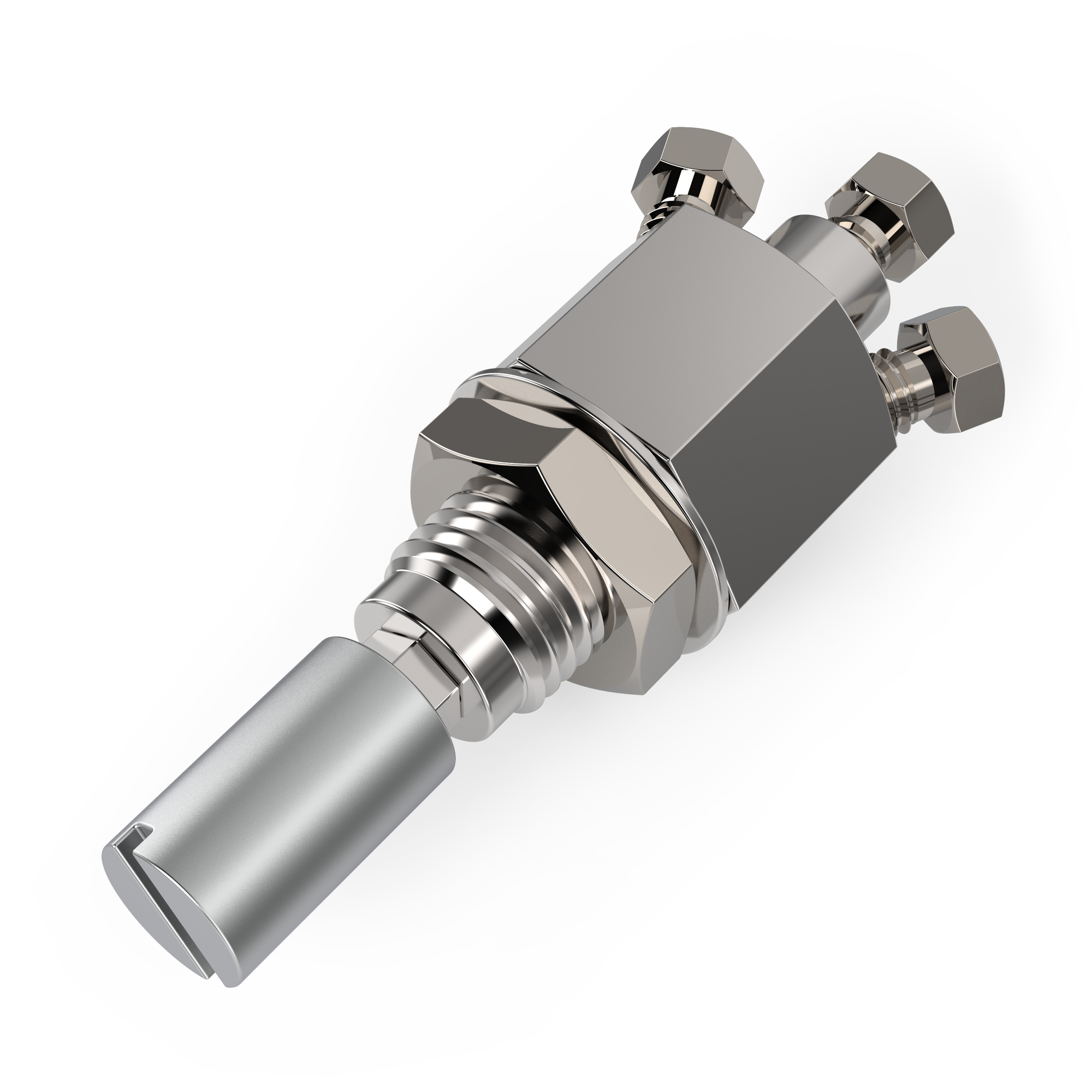 ZBNV1F-D-2 - 1/16" Micrometering Needle Valve with 2 Outlets - Fine Control, Non-Lubricated, Viton®  Seal