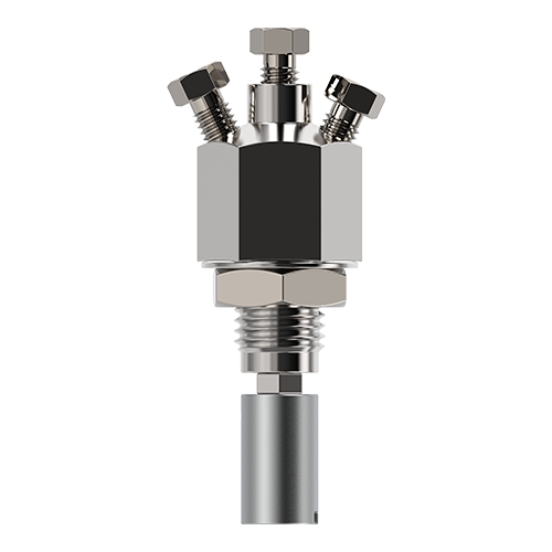 ZBNV1LF-D-2 - 1/16" Micrometering Needle Valve with 2 Outlets - Low-Flow, Non-Lubricated, Viton®  Seal