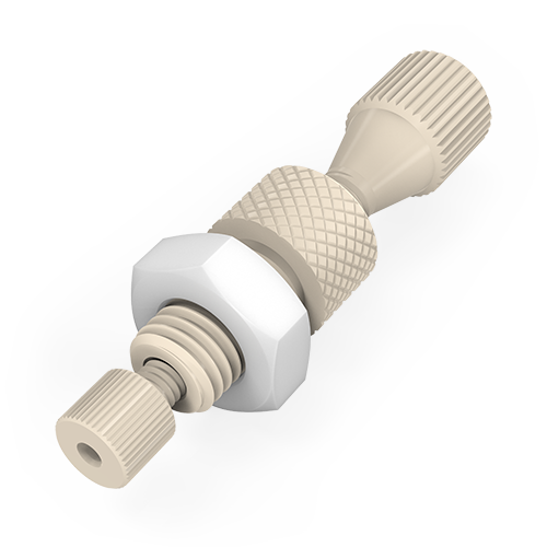 ZBRU1.5LFPK - VICI Valco 1/16” to 1/32” High Pressure PEEK Bulkhead Reducing Union - 0.5 mm Bore, Fingertight